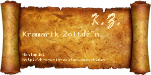Kramarik Zoltán névjegykártya